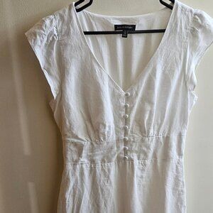 White Linen/Cotton Midi Dress Banana Republic Size 12